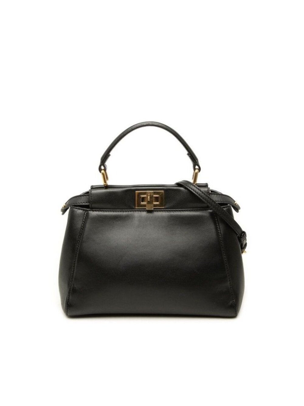 Fendi Peekaboo Mini Shoulder Bag Black Leather